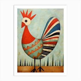 Rooster, Primitive Folk Art Art Print