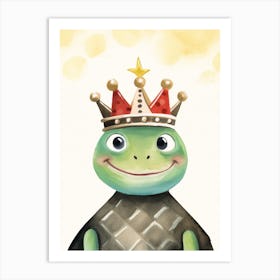 Little Turtle 2 Wearing A Crown Art Print