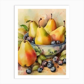 Pears In A Bowl Art Print