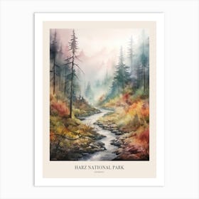 Autumn Forest Landscape Harz National Park Germany Poster Art Print