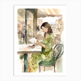 Woman Reading In Florence Art Print