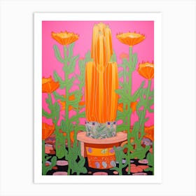 Mexican Style Cactus Illustration Bishops Cap Cactus Art Print