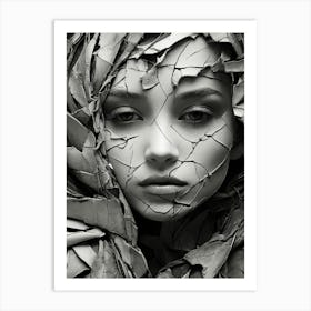 Portrait Of A Woman Covered In Leaves Art Print