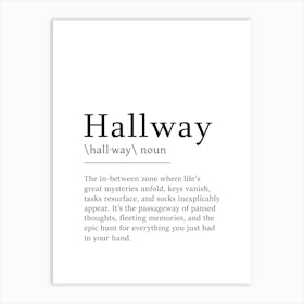 Hallway Definition Poster - Dictionary 1 Art Print