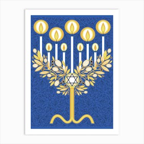 Hanukkah Menorah Illustrated Art Print