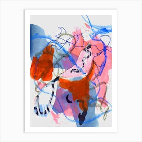 Burnt Orange Blue Pink Abstract No. 1 Art Print