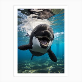 Realistic Photography Of Baby Orca Whale Smiling 3 Art Print
