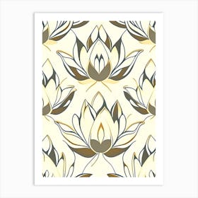 Lotus Flower Repeat Pattern Retro Minimal 5 Art Print
