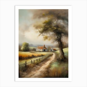 Vintage Oil Painting, Farmhouse Wall Decorations, Vintage Landscape, Printable Wall Art, Vintage Landscape Oil Painting..3 Art Print