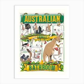 Australian Animals In The Bathroom Art Print