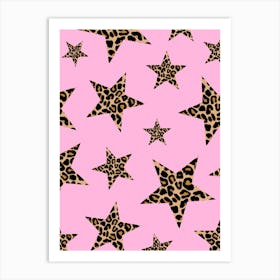 Leopard Print Stars on Pink Art Print