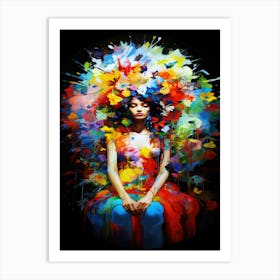 Flower Power - Vivid Florals Around Woman Art Print