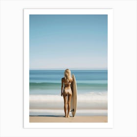 Surfer Girl Holding Surfboard 1 Art Print