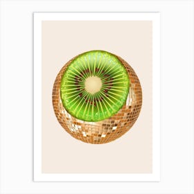 Disco Ball Kiwi Art Disco Poster Trendy Aesthetic Art Food Kitchen Art Print