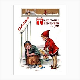 Rich Boy Is Making A Good Deed To A Poor Girl On Christmas Art Print