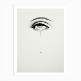 Single Eye Tear Line Drawing Art Print