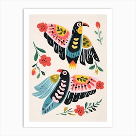 Folk Style Bird Painting Falcon 2 Art Print