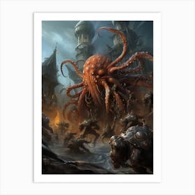 Defensive Octopus Illustration 3 Art Print