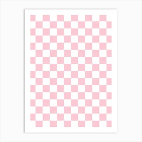 Check Pattern Baby Pink And White Art Print