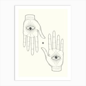 All Seeing Eye Monoline Hand Drawing Aesthetic Illustration Art Print