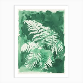 Green Ink Painting Of A Giant Chain Fern 1 Art Print