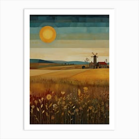 Windmill In The Field Art Print