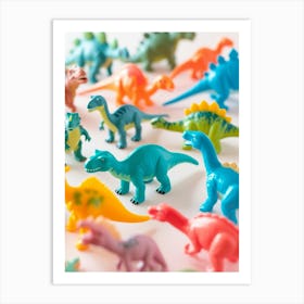 Colourful Toy Dinosaur Friends 2 Art Print