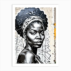 Vintage Graffiti Mural Of Beautiful Black Woman 127 Art Print