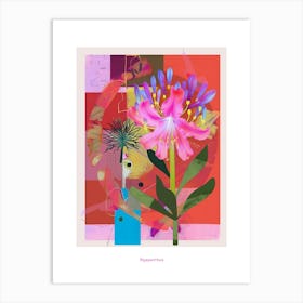 Agapanthus 2 Neon Flower Collage Poster Art Print