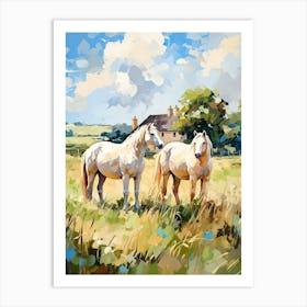 Horses Painting In Cotswolds, England 2 Art Print