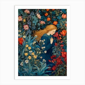 Girl In A Garden Art Print