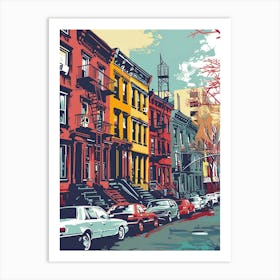Greenwich Village New York Colourful Silkscreen Illustration 3 Art Print