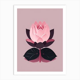 A Pink Lotus In Minimalist Style Vertical Composition 23 Art Print