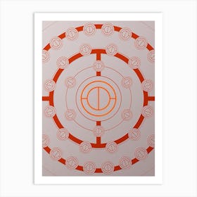 Geometric Abstract Glyph Circle Array in Tomato Red n.0210 Art Print