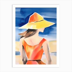 Watercolor Lady Enjoying Summer Art Print