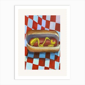 Hot Dog On A Checkered Tablecloth 1 Art Print