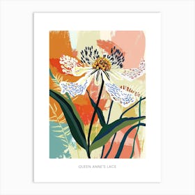 Colourful Flower Illustration Poster Queen Annes Lace 3 Art Print