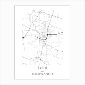 Leini,Italy Minimalist Map Art Print