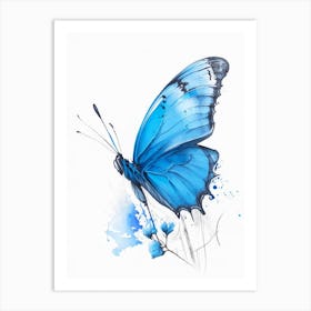 Common Blue Butterfly Graffiti Illustration 1 Art Print