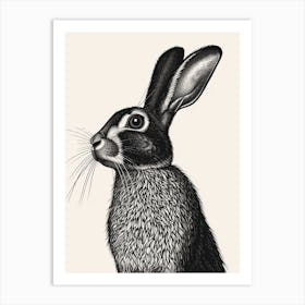 Belgian Hare Blockprint Illustration 3 Art Print