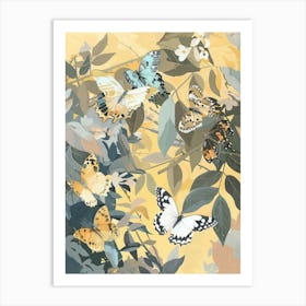 Butterflies Pastels Jungle Illustration 3 Art Print