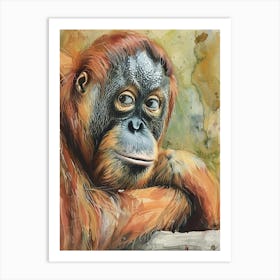 Orangutan Pastel Watercolour 3 Póster