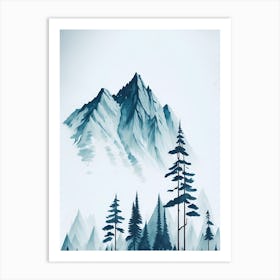 Mountain And Forest In Minimalist Watercolor Vertical Composition 362 Art Print