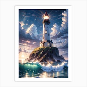 A Lighthouse In The Middle Of The Ocean 10 Art Print