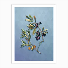 Vintage Olive Botanical Art on Summer Song Blue n.1538 Art Print