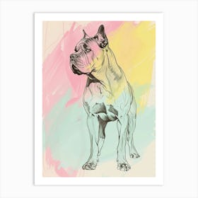 Cane Corso Dog Pastel Line Painting 2 Art Print