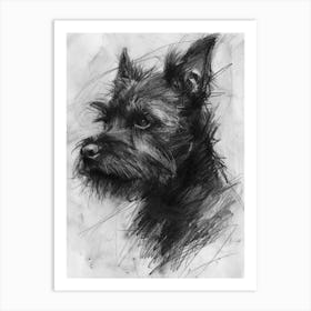 Terrier Black Scribble Charcoal Line Art Print
