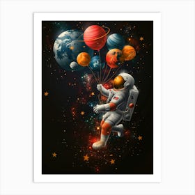 Explore the Cosmic Adventure: Astronaut Balloon Poster Art Print