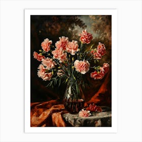 Baroque Floral Still Life Carnations 3 Art Print