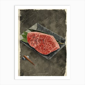 Wagyu Beef Japanese Cuisine Mid Century Modern Art Print